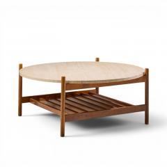 Folke Ohlsson Folke Ohlsson for Dux Style Mid Century Teak and Travertine Top Coffee Table - 4689033