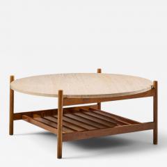Folke Ohlsson Folke Ohlsson for Dux Style Mid Century Teak and Travertine Top Coffee Table - 4689062
