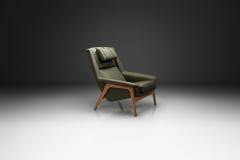 Folke Ohlsson Green Leather Armchair by Folke Ohlsson Attr Sweden Mid 20th Century - 4556542