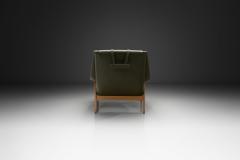 Folke Ohlsson Green Leather Armchair by Folke Ohlsson Attr Sweden Mid 20th Century - 4556543
