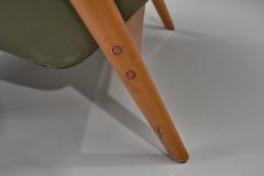 Folke Ohlsson Green Leather Armchair by Folke Ohlsson Attr Sweden Mid 20th Century - 4556551