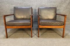 Folke Ohlsson PAIR OF VINTAGE SCANDINAVIAN MID CENTURY MODERN WALNUT LOUNGE CHAIRS USA 75  - 3260432