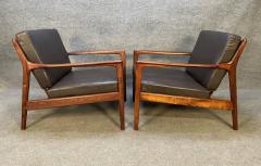 Folke Ohlsson PAIR OF VINTAGE SCANDINAVIAN MID CENTURY MODERN WALNUT LOUNGE CHAIRS USA 75  - 3260531