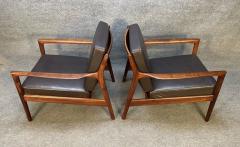 Folke Ohlsson PAIR OF VINTAGE SCANDINAVIAN MID CENTURY MODERN WALNUT LOUNGE CHAIRS USA 75  - 3260532