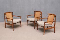 Folke Ohlsson Three Folke Ohlsson Dallas Armchairs in Teak and Cane DUX Sweden 1960s - 4793351