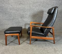 Folke Ohlsson Vintage Danish Mid Century Teak Lounge Chair Ottoman by Folke Ohlsson for Dux - 3317901
