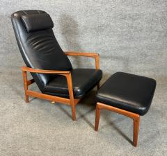 Folke Ohlsson Vintage Danish Mid Century Teak Lounge Chair Ottoman by Folke Ohlsson for Dux - 3317907