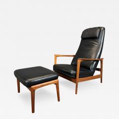 Folke Ohlsson Vintage Danish Mid Century Teak Lounge Chair Ottoman by Folke Ohlsson for Dux - 3323073