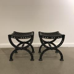 Fonderie de Val dOsne Pair of French X Frame Iron Stools - 1899546