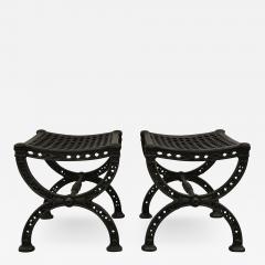 Fonderie de Val dOsne Pair of French X Frame Iron Stools - 1901836
