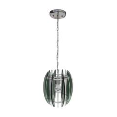 Fontana Arte Chandelier In Chrome And Glass In The Style of Fontana Arte 1970s - 1177510