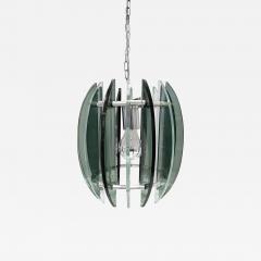 Fontana Arte Chandelier In Chrome And Glass In The Style of Fontana Arte 1970s - 1179107