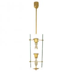 Fontana Arte Fontana Arte 4 Light Pendant Brass Chandelier 1940s - 987236