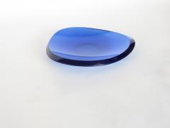 Fontana Arte Fontana Arte Beveled Curved Blue Glass Bowl or Dish Signed FX Model 2007 A - 1186416