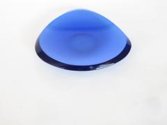 Fontana Arte Fontana Arte Beveled Curved Blue Glass Bowl or Dish Signed FX Model 2007 A - 1186417