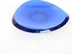Fontana Arte Fontana Arte Beveled Curved Blue Glass Bowl or Dish Signed FX Model 2007 A - 1186418