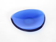 Fontana Arte Fontana Arte Beveled Curved Blue Glass Bowl or Dish Signed FX Model 2007 A - 1186420