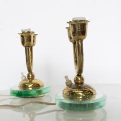 Fontana Arte Fontana Arte Gio Ponti Floating Brass Table Lamps on Italian Beveled Glass 1950s - 1593935
