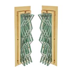 Fontana Arte Fontana Arte Pair of Impressive Wall Sconces with Sculpted Glass 1950s - 3004909