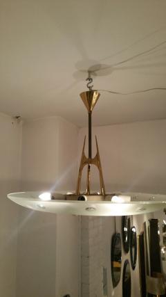 Fontana Arte Fontana Arte Rare Chandelier in Ground Glass and Gilt Brass Model 1758 - 395430