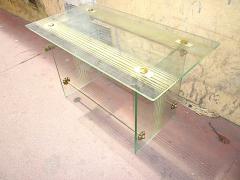 Fontana Arte Fontana Arte Vintage Coffee Table in Engraved Glass and Bronze - 374872