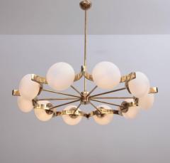 Fontana Arte Huge Murano Glass and Brass Chandelier in the Manner of Fontana Arte - 766361