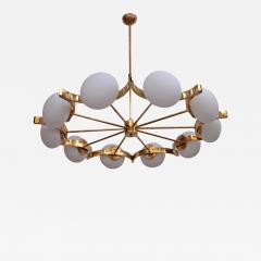 Fontana Arte Huge Murano Glass and Brass Chandelier in the Manner of Fontana Arte - 770274