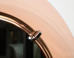 Fontana Arte Italian Circular Mirror with Blush Glass Frame - 300921