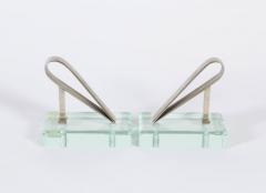 Fontana Arte Italian Mid Century Glass Bookends in the Style of Fontana Arte - 657747