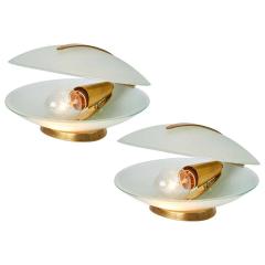 Fontana Arte Max Ingrand Glass and Brass Shell Table Lamps for Fontana Arte circa 1960 - 1279718