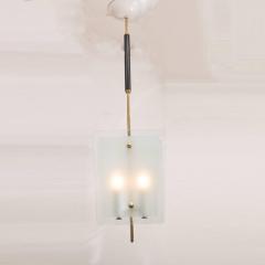 Fontana Arte Mid Century Modern Brass Pendant with White Black Enamel Fontana Arte Manner - 1460064