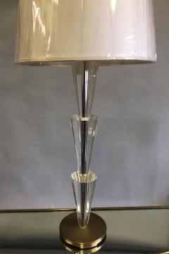Fontana Arte Pair Italian Modern Neoclassical Crystal Brass Table Lamps Fontana Arte Style - 1759648
