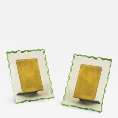 Fontana Arte Pair of Italian 1950s glass and brass photo frames in the style of Fontana Arte - 1762348