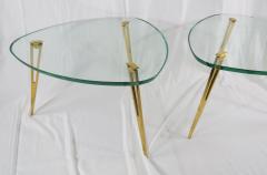 Fontana Arte Pair of Rare Glass and Bronze Side Tables Three Feet Attributed to Fontana Arte - 1907294