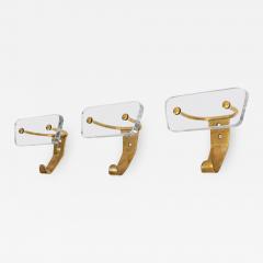 Fontana Arte Three 1950s Brass and Glass Wall Hooks - 641574