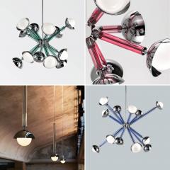 For Cosulich Interiors Italian Modern Purple Blue Glass 12 Light Nickel Sputnik - 4303909