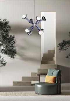 For Cosulich Interiors Modern Italian Purple Blue Glass 8 Light Nickel Sputnik - 4303860