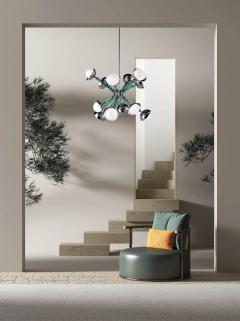 For Cosulich Interiors Modern Italian Purple Blue Glass 8 Light Nickel Sputnik - 4303864