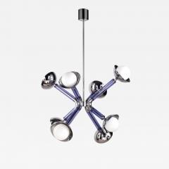 For Cosulich Interiors Modern Italian Purple Blue Glass 8 Light Nickel Sputnik - 4305647