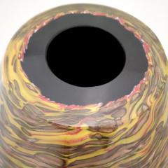 Formia 1980s Modern Ovoid Brown Yellow Red Orange Gold Murano Glass Vase - 2857374