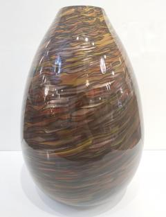 Formia 1980s Modern Ovoid Brown Yellow Red Orange Gold Murano Glass Vase - 2857379