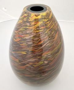 Formia 1980s Modern Ovoid Brown Yellow Red Orange Gold Murano Glass Vase - 2857383