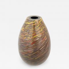 Formia 1980s Modern Ovoid Brown Yellow Red Orange Gold Murano Glass Vase - 2861855