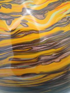 Formia 1980s Modern Round Brown Yellow Red Orange Gold Murano Glass Vase - 2857468