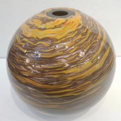 Formia 1980s Modern Round Brown Yellow Red Orange Gold Murano Glass Vase - 2857474