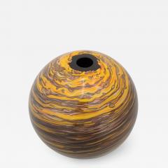 Formia 1980s Modern Round Brown Yellow Red Orange Gold Murano Glass Vase - 2861856