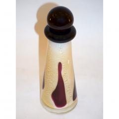 Formia Murano 1980 Italian Ivory Gold Black and Burgundy Red Murano Glass Perfume Bottle - 451001