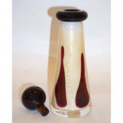 Formia Murano 1980 Italian Ivory Gold Black and Burgundy Red Murano Glass Perfume Bottle - 451002