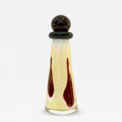 Formia Murano 1980 Italian Ivory Gold Black and Burgundy Red Murano Glass Perfume Bottle - 451913