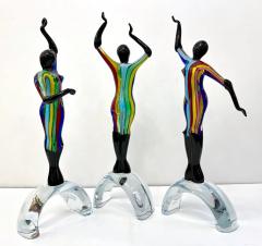 Formia Murano 1980s Italian Colorful Murano Glass Set 3 Ballet Dancers for Cosulich Interiors - 4283457
